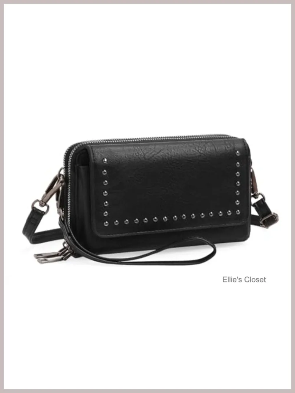 Women's Small Crossbody Bag Wristlet Wallet 2 Zippers Clutch Phone Purse Faux